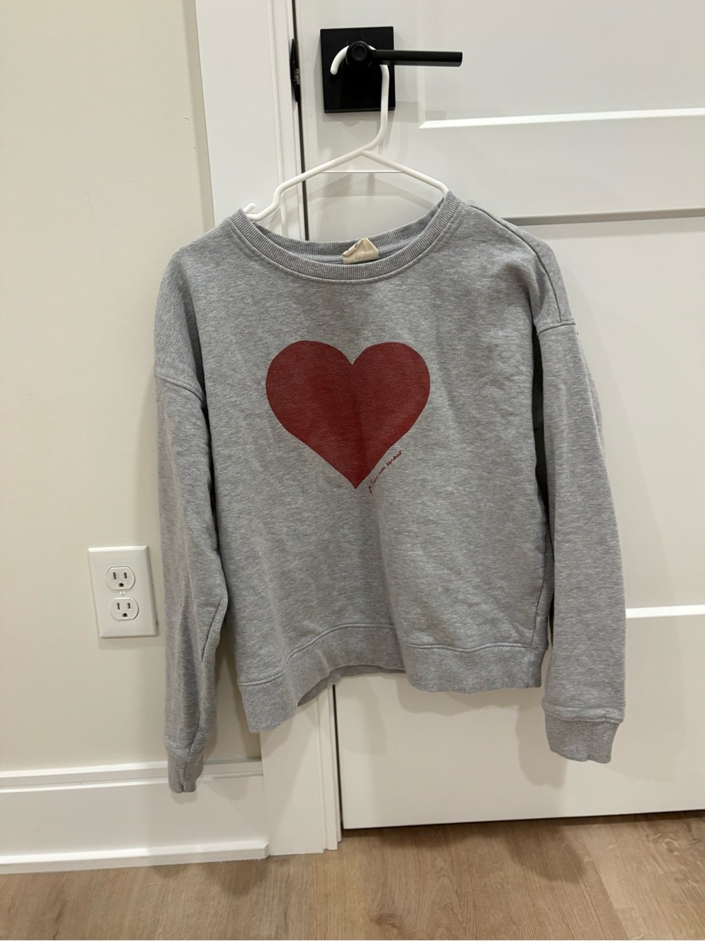 Pact Organic Cotton Fleece Crew Sweatshirt (Watercolor Hearts) in Gray - Picture 2 of 8